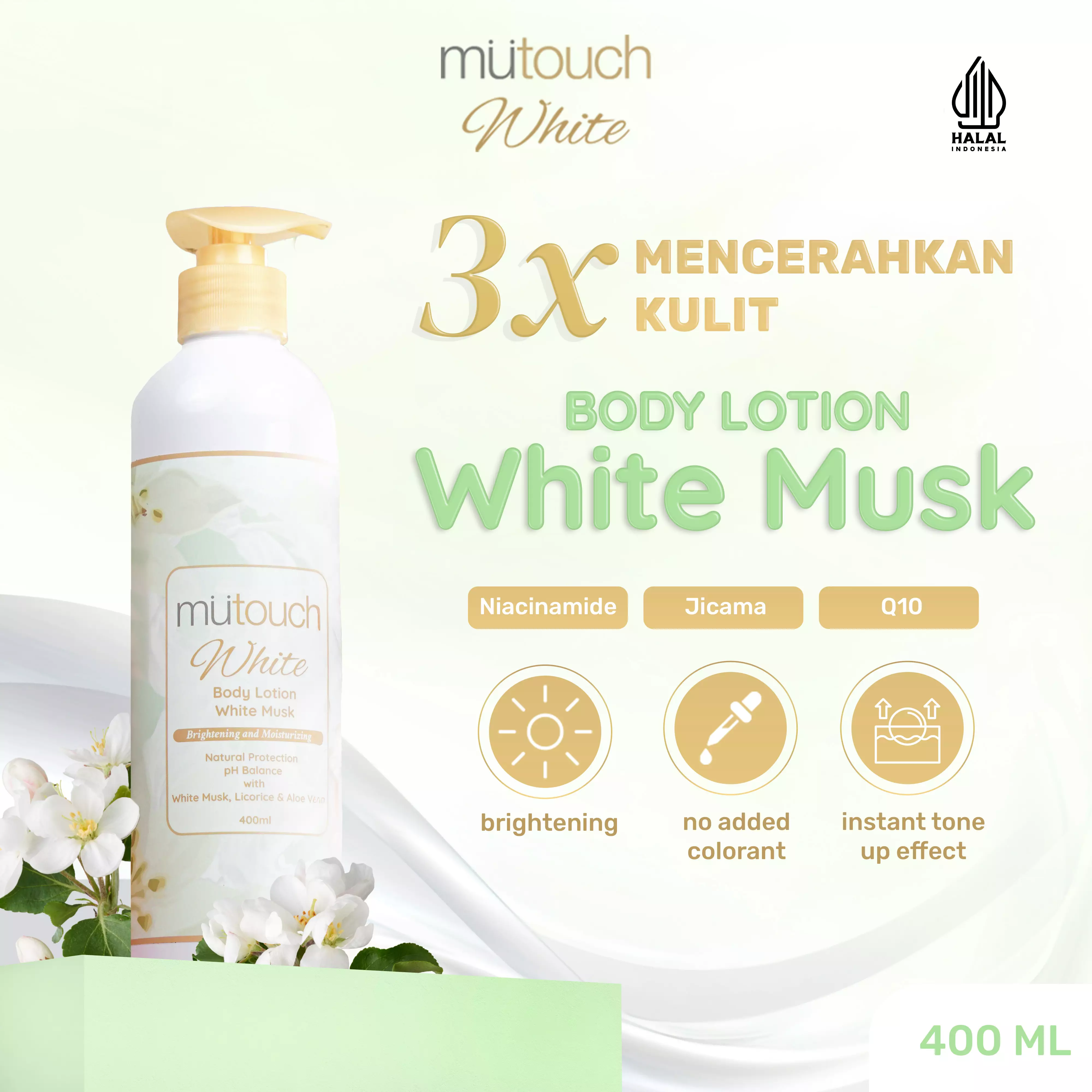 Mutouch White Body Lotion Brightening and Moisturizing – White Musk 400ml