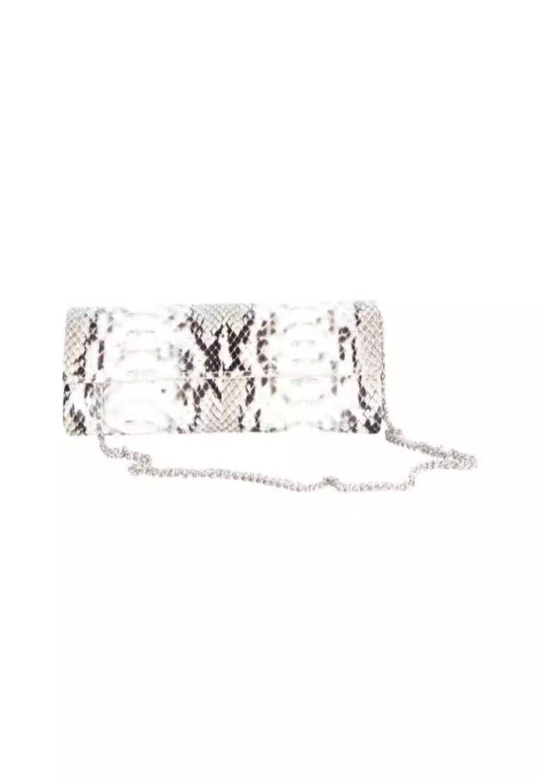 White online snakeskin clutch