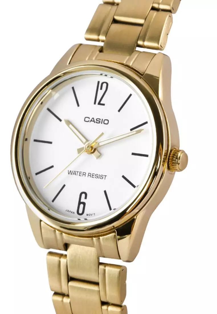 Women Analog Watch LTP-V005G-7B Gold Stainless Steel Strap