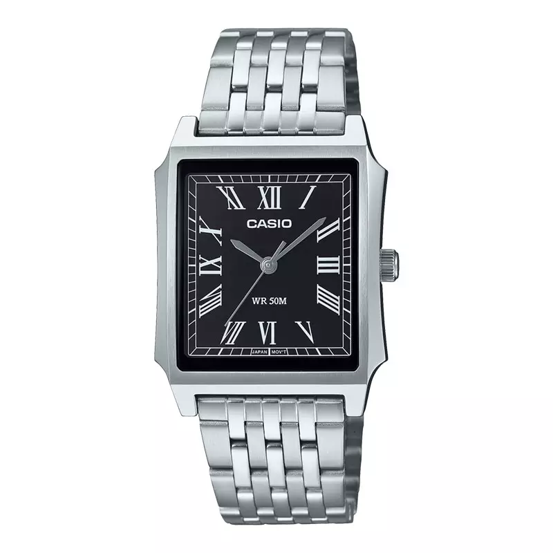 Jam Tangan Pria Casio General MTP-B190D-1BVDF Black Dial Stainless Steel Band