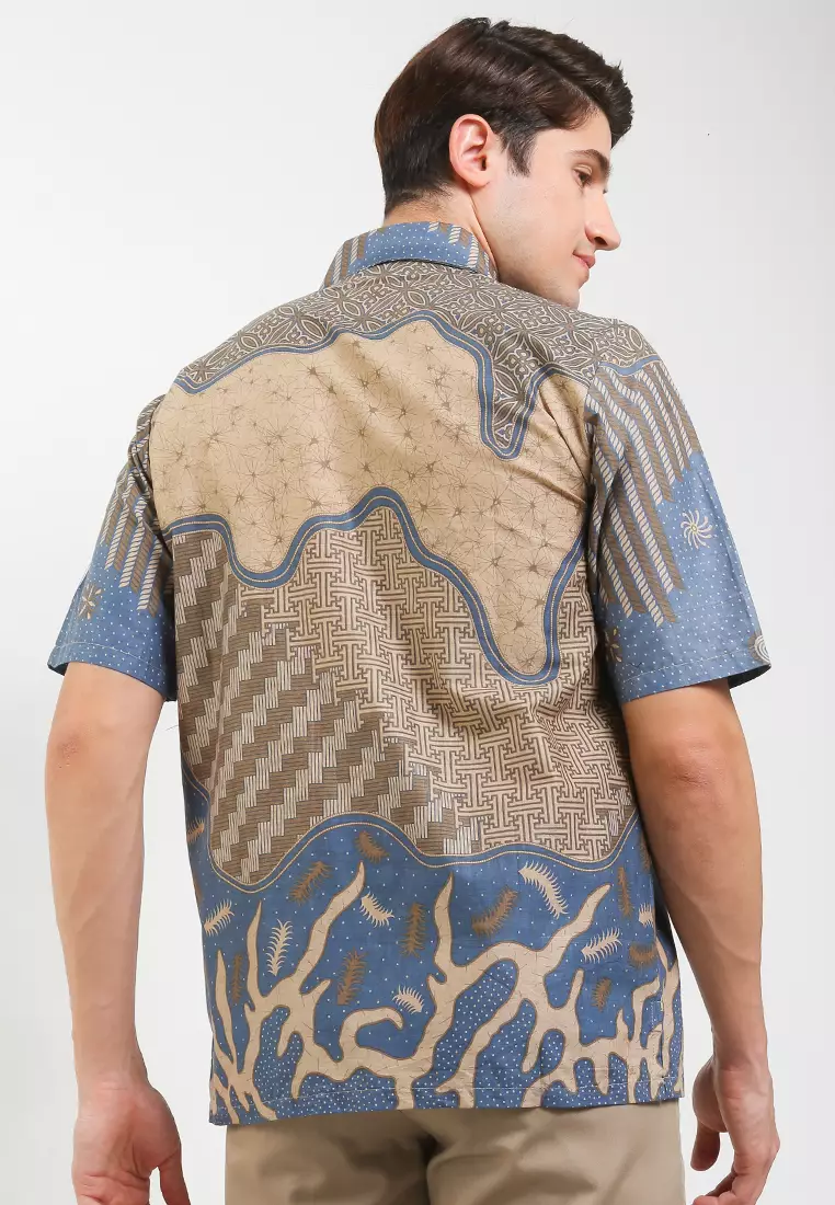 Evano Kemeja Batik Exclusive Premium Pria Casual Modern Lengan Pendek