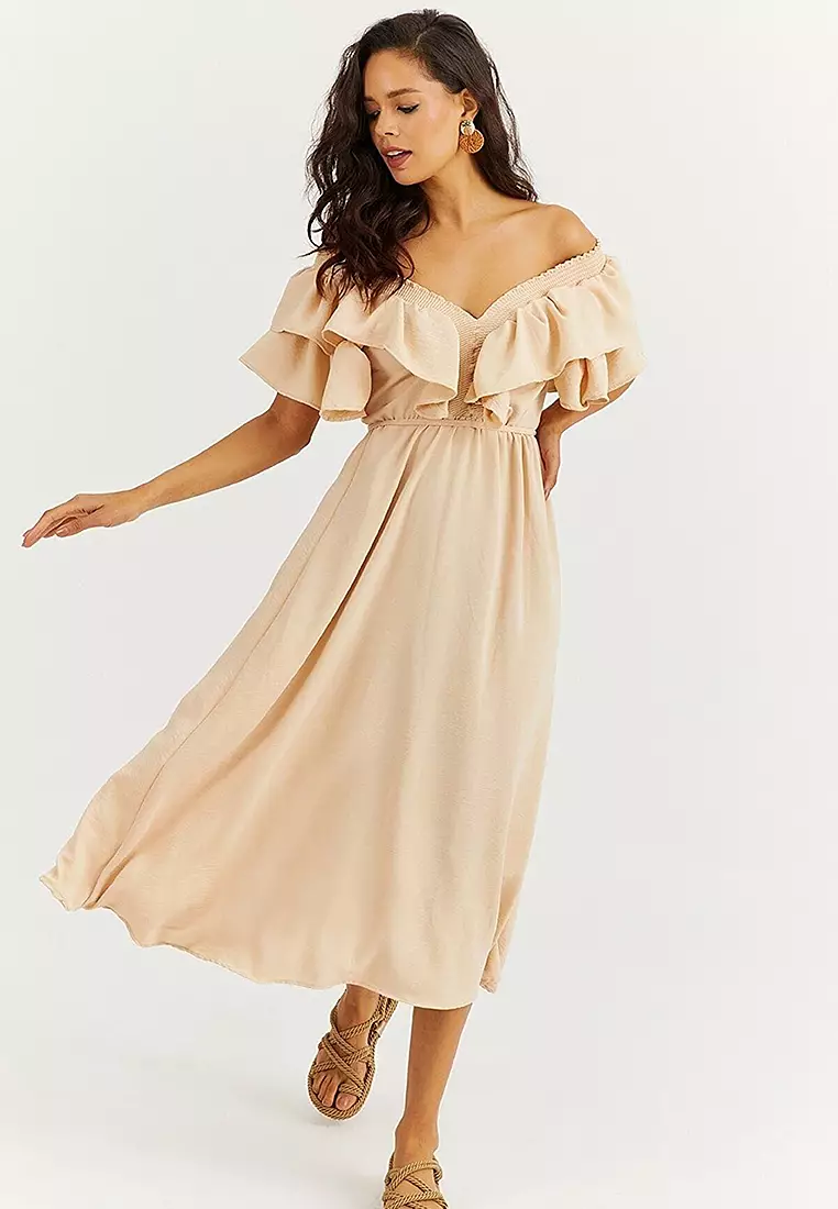 Front Back V Flounce Dress