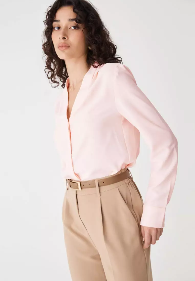 Claudia Pleat Neck Blouse