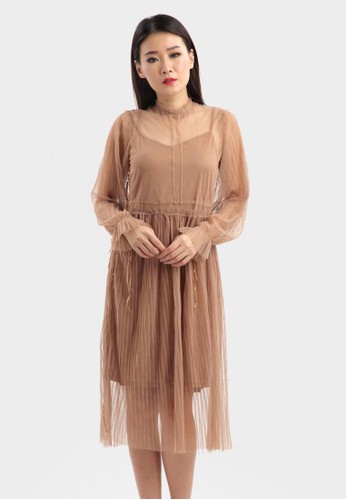 Simply Dress + Tulle Outer in Brown
