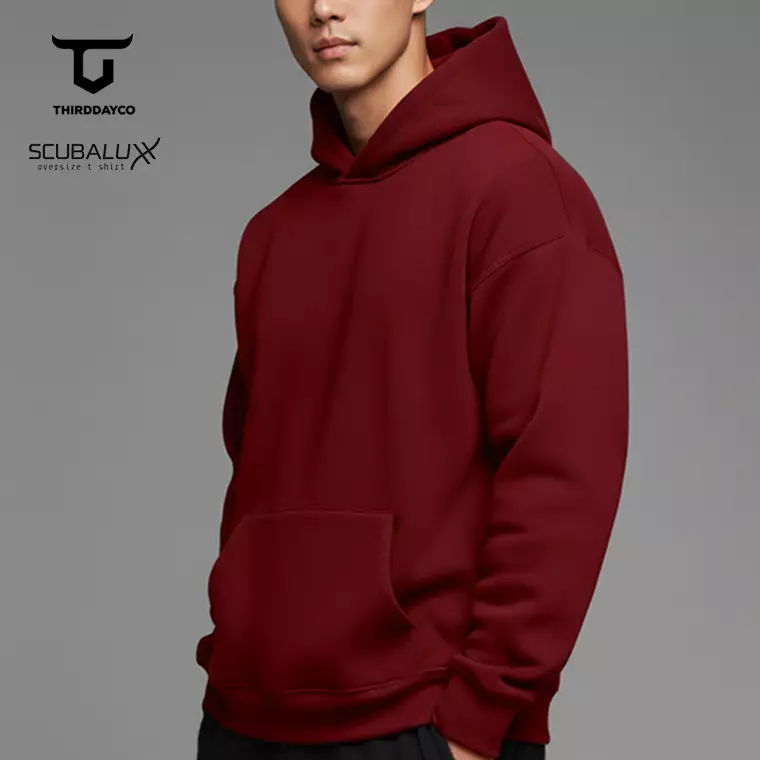 ThirdDay Hoodie Pria Premium ScubaLux Adem polos maroon MOB26