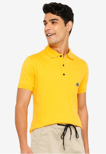 REPLAY yellow Piqué polo shirt with pocket EE621AAD223C89GS_1