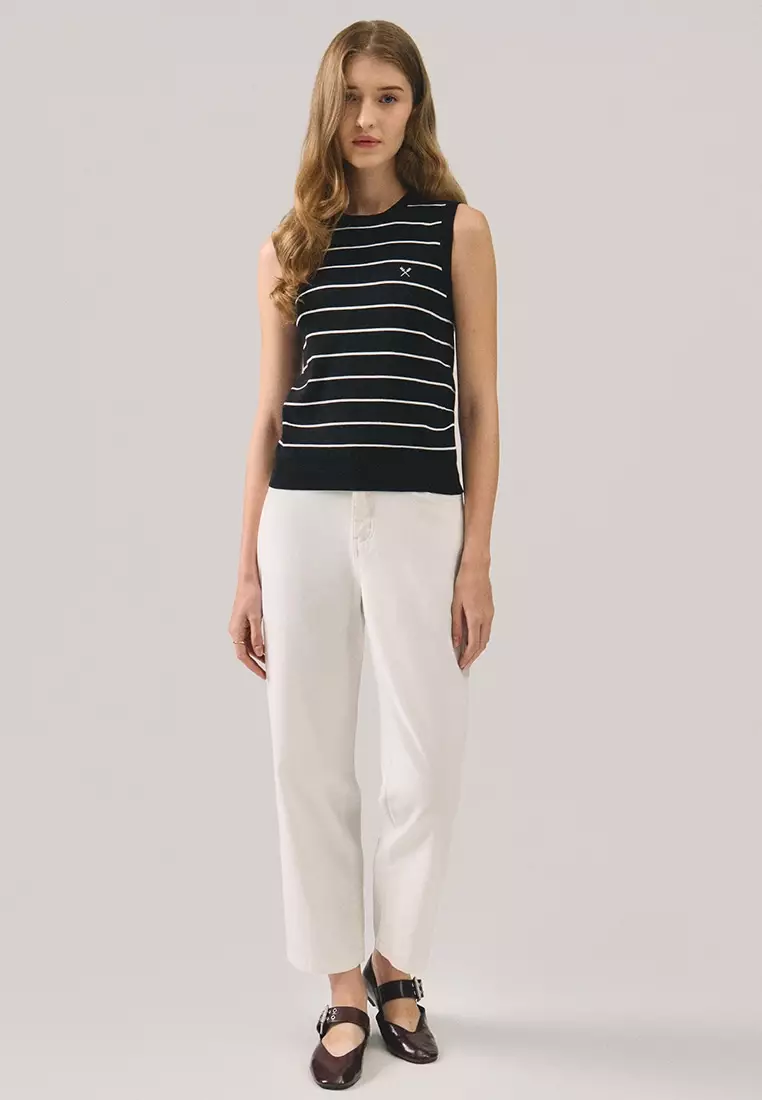 Striped Sleeveless Knit Top