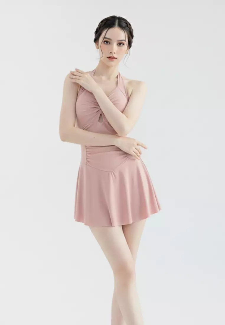 Cancer Swimdress One-Piece – Padded Wire-Free Swimsuit Dress Korean Style Women Swimwear