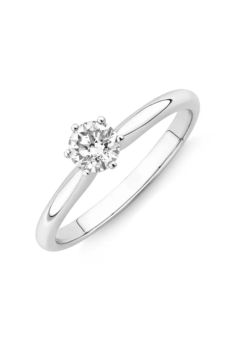 White gold round hot sale solitaire diamond ring