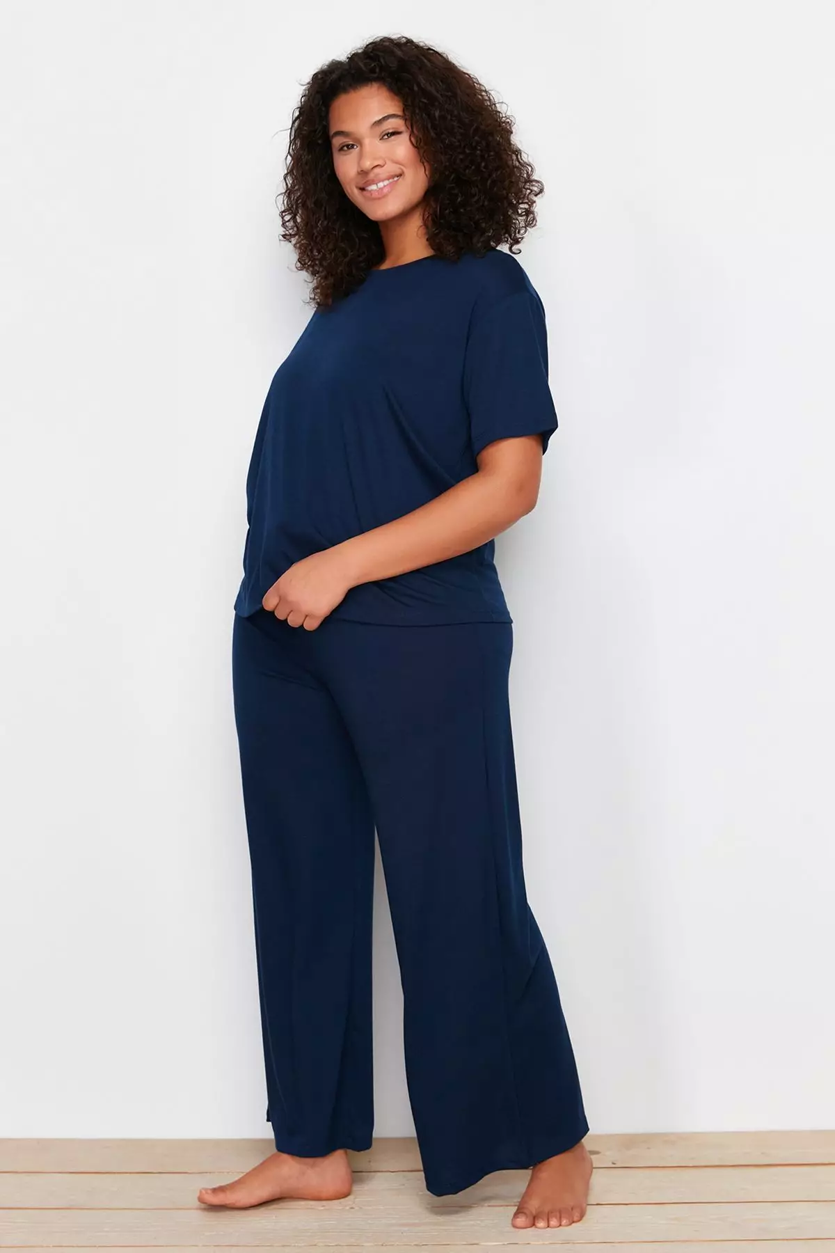 Crew Neck 3-Piece Knitted Pajamas Set