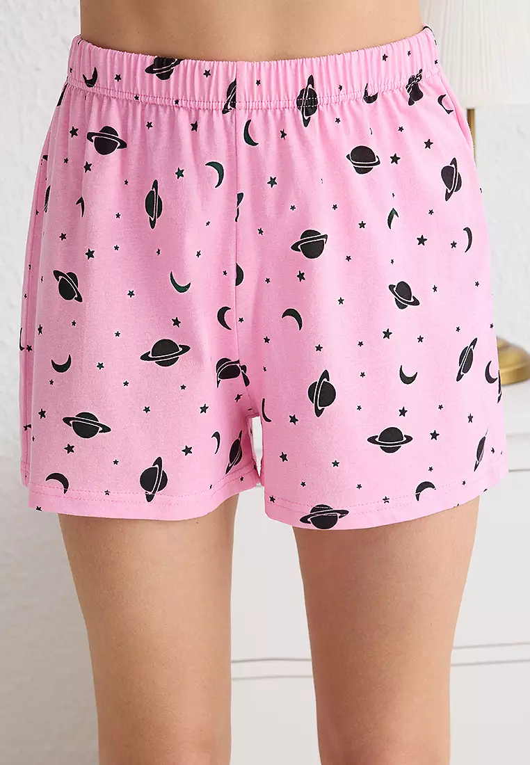 Galaxy Patterned Knitted Pajama Set