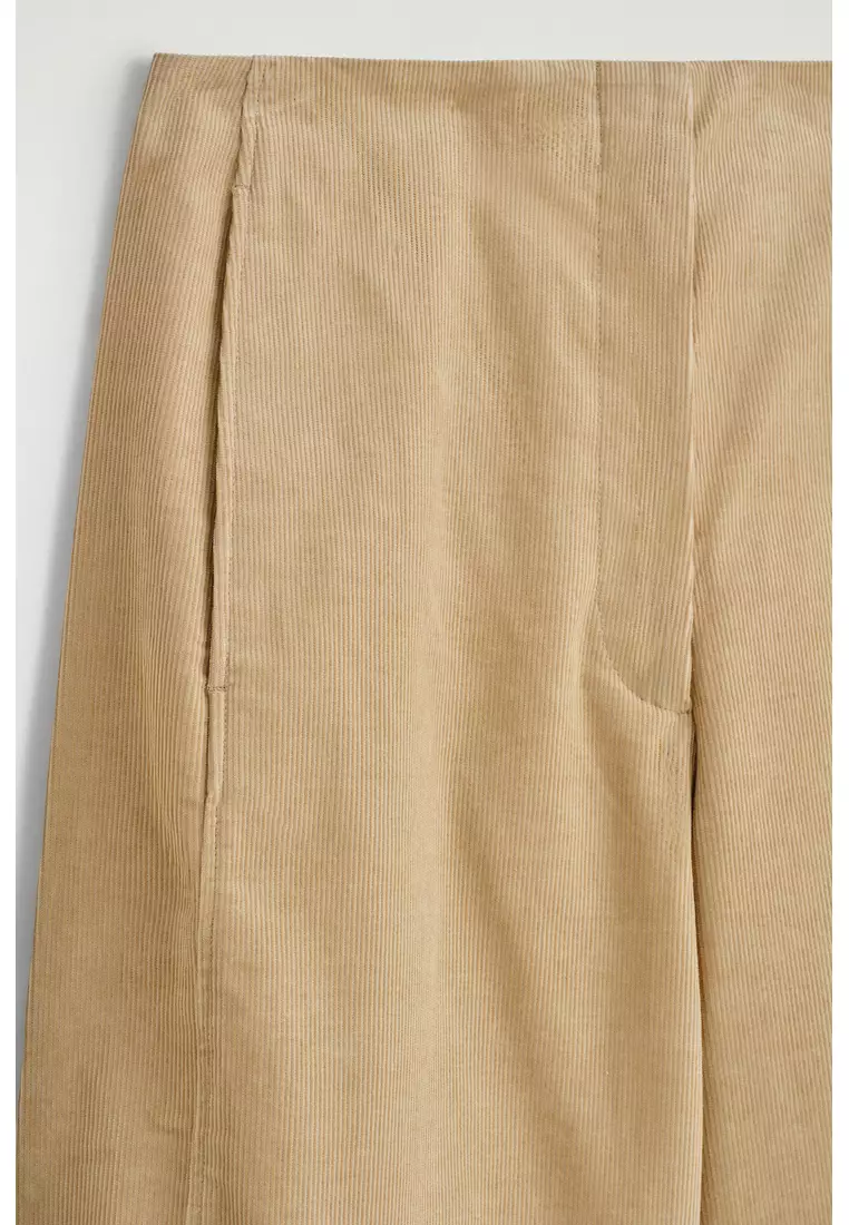 CORDUROY BARREL-LEG TROUSERS