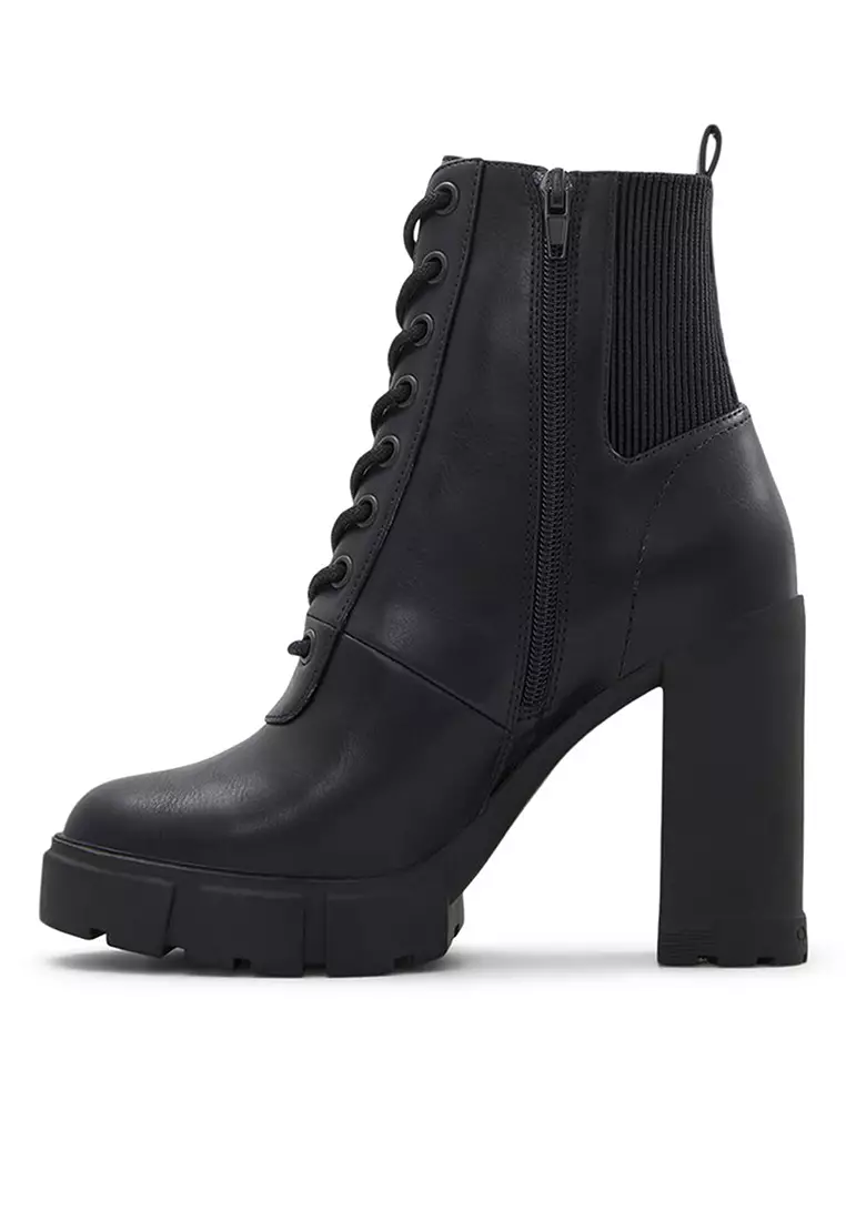 Aldo black lace hot sale up boots