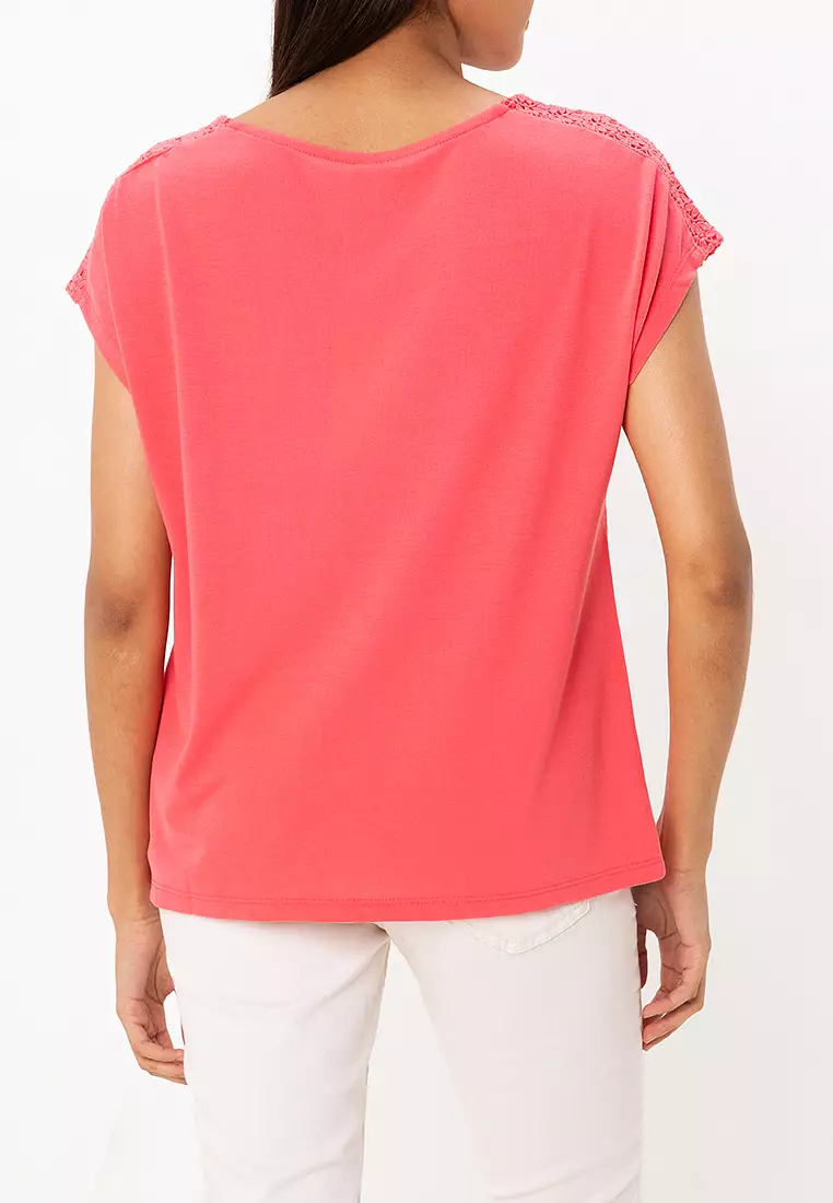 Thea Life Short Sleeves Lace Mix Top