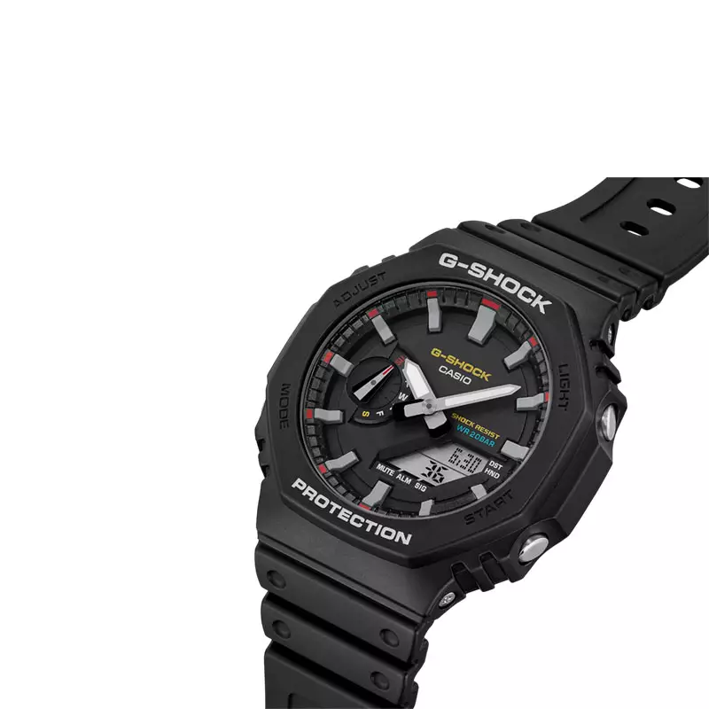 Jam Tangan Pria Casio G-Shock GA-2100RL-1ADR Iconic Styles CasiOak Digital Analog Dial Black Resin Band