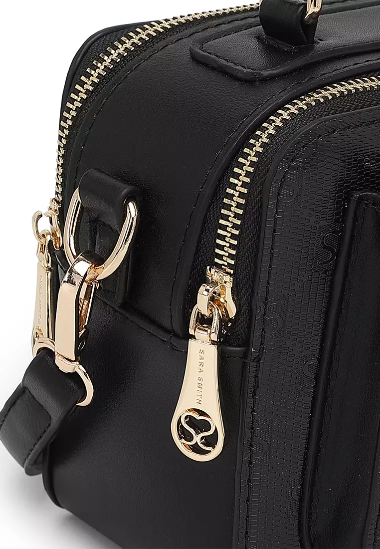 Women's Monogram Top Handle Bag / Sling Bag / Crossbody Bag (Tas Tangan / Tas Selempang) - Hitam