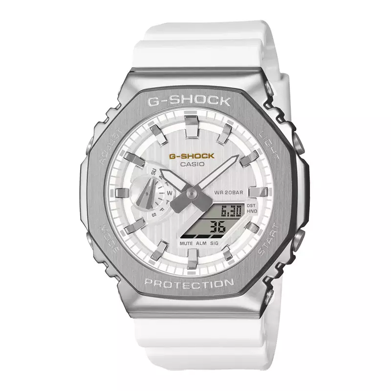 Jam Tangan Pria Casio G-Shock GM-2110SH-7AJF Precious Heart Selection 2025 CasiOak White Dial Rubber Band (JDM)