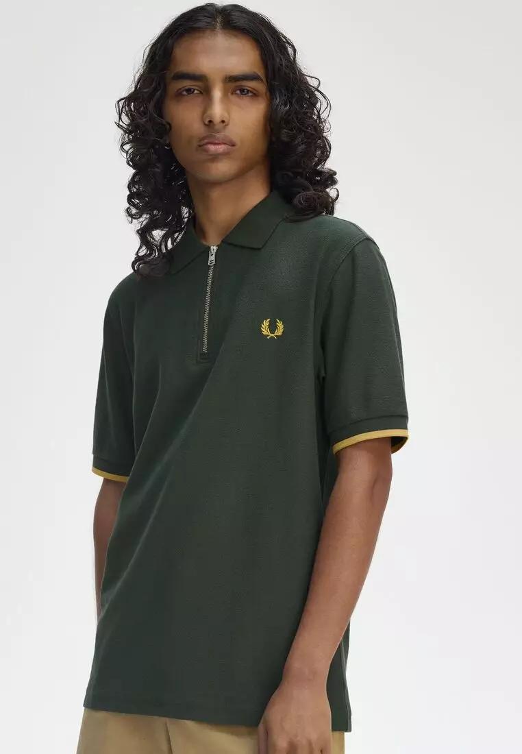 Buy Fred Perry Fred Perry M9886 CREPE PIQUE ZIP NECK POLO