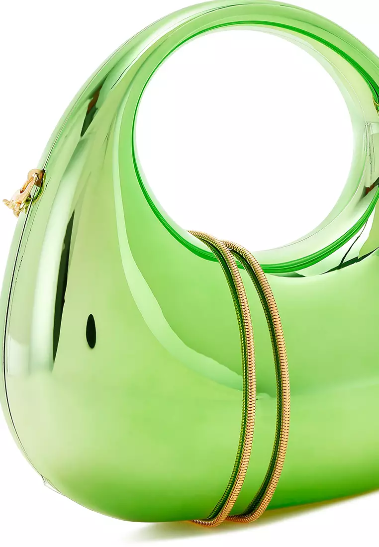 Tas Genggam Mini Metalik Akrilik Warna Hijau