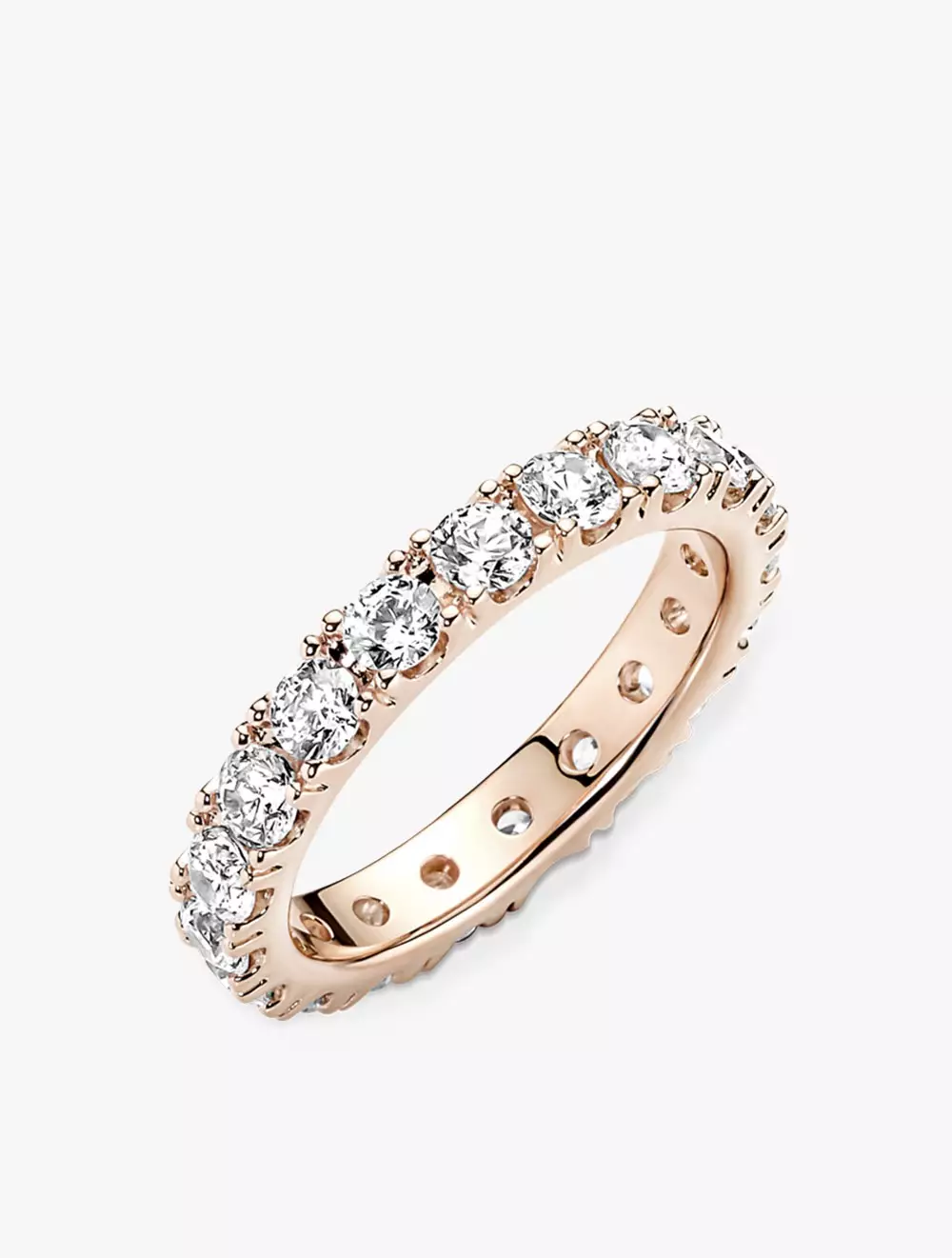 14k Rose gold-plated ring with clear cubic zirconia
