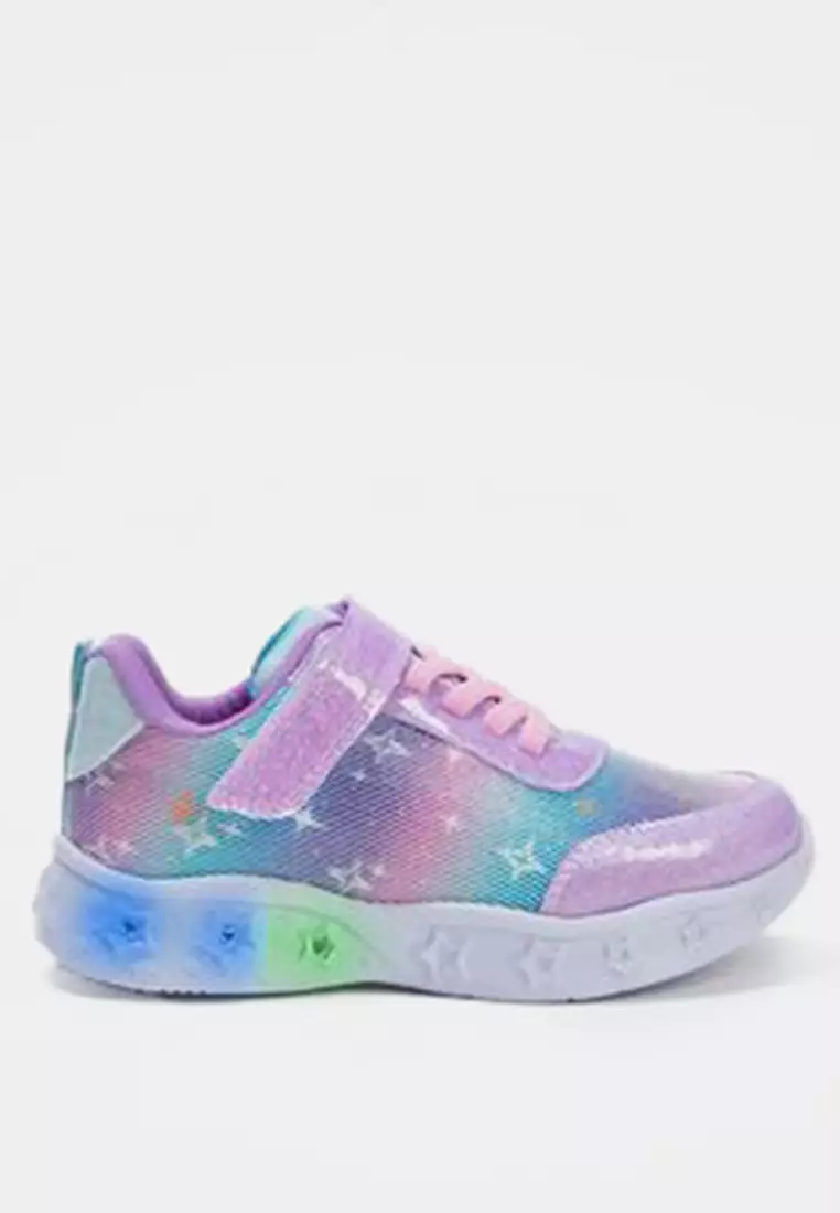 Lilac Silvery Lighted Big/Small Girls' Kids Sneakers Takss25Sn00028