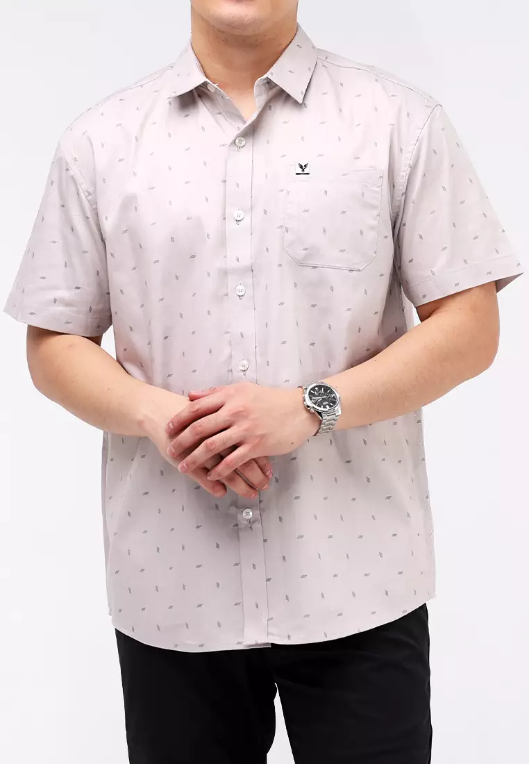 Woven Printed Poplin Short Sleeves Polo