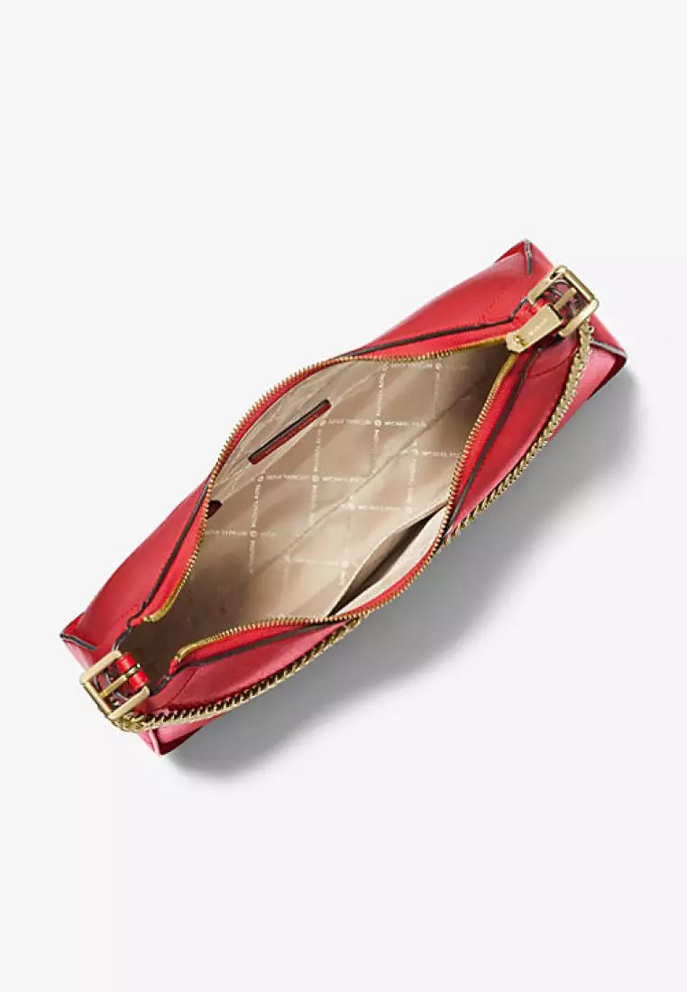 Michael Kors Wilma Large Leather Shoulder Bag Bright Red