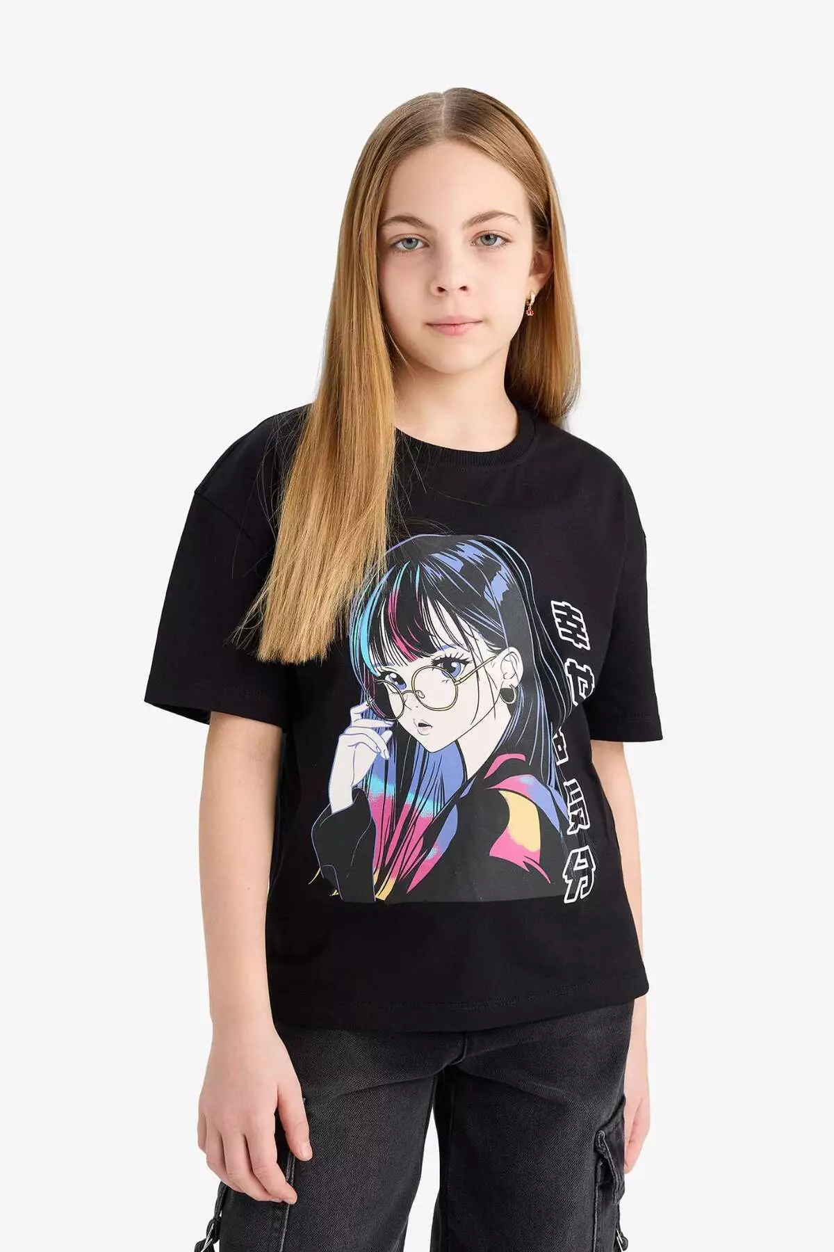 Girls Relax Fit Crew Neck Printed Short Sleeve T-Shirt E0389A825Sm