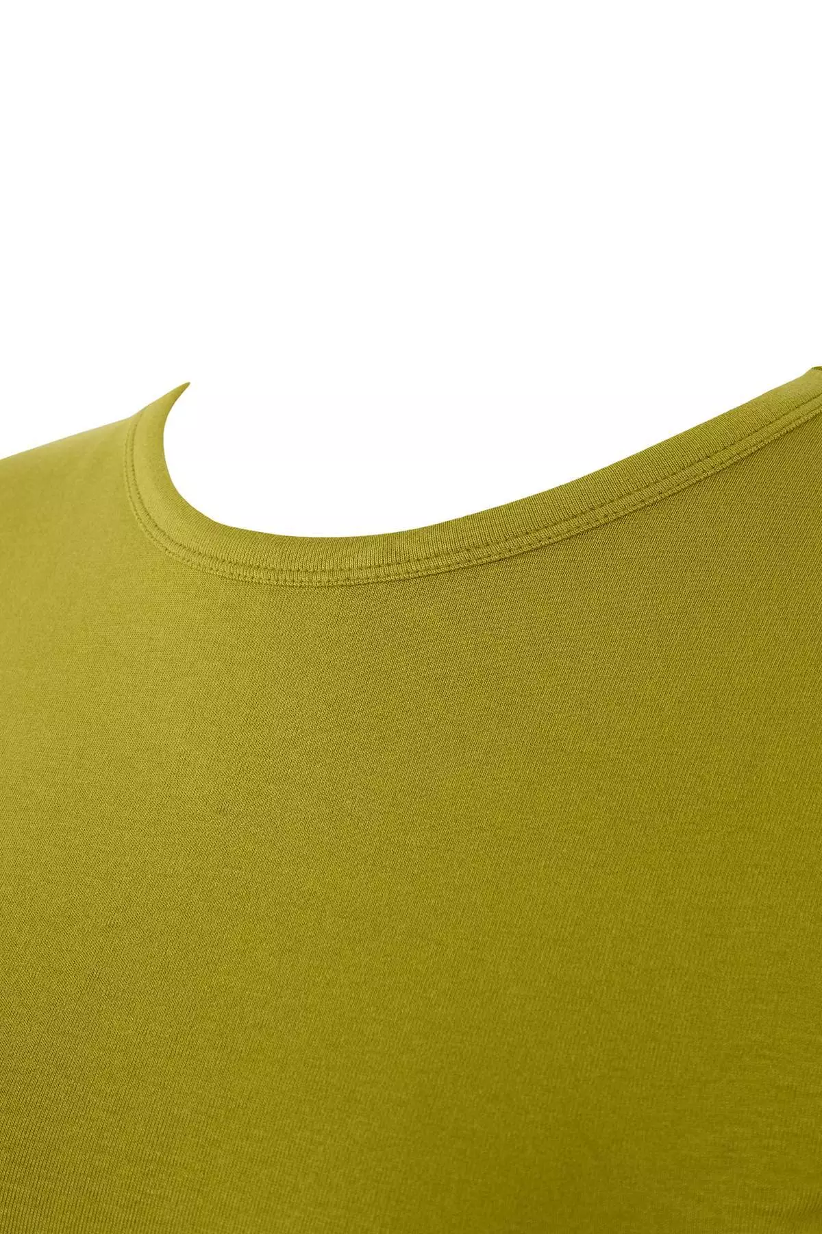 Oil Green Viscose Ribbed Flexible Comfortable Basic Knitted Plus Size Blouse Tbbss26Af00053