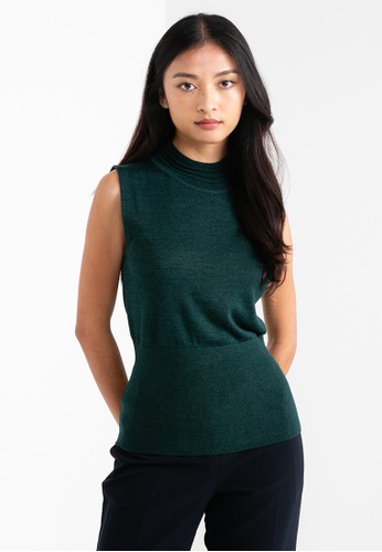 ck Calvin Klein green Merino Wool Silk Ripple Top 3E305AA1B0AB7BGS_1