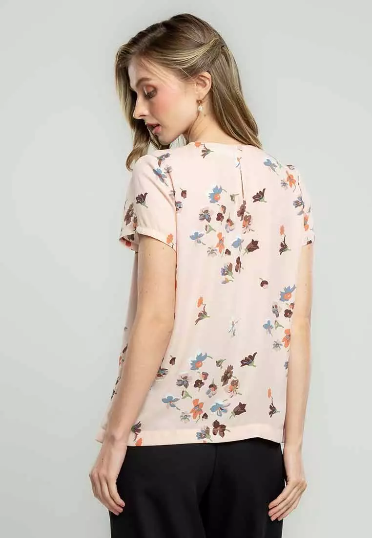 Blush Blossom Petal-Collar Blouse
