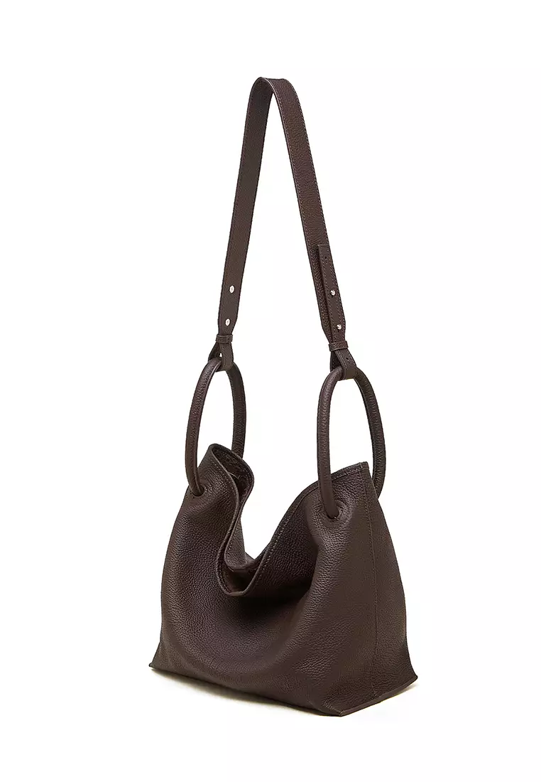 Minimal Style Top Grain Cowhide Bucket Bag QSL3297