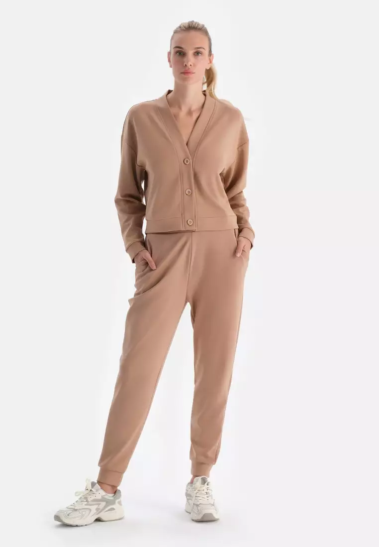 Light Brown Trousers, Regular Fit, Loungewear for Women