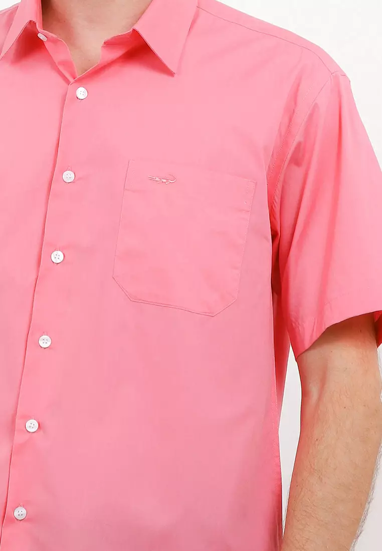 Crocodile LOFE 1995 Pink - Men Shirt Kemeja Lengan Pendek - Relax Fit - Katun