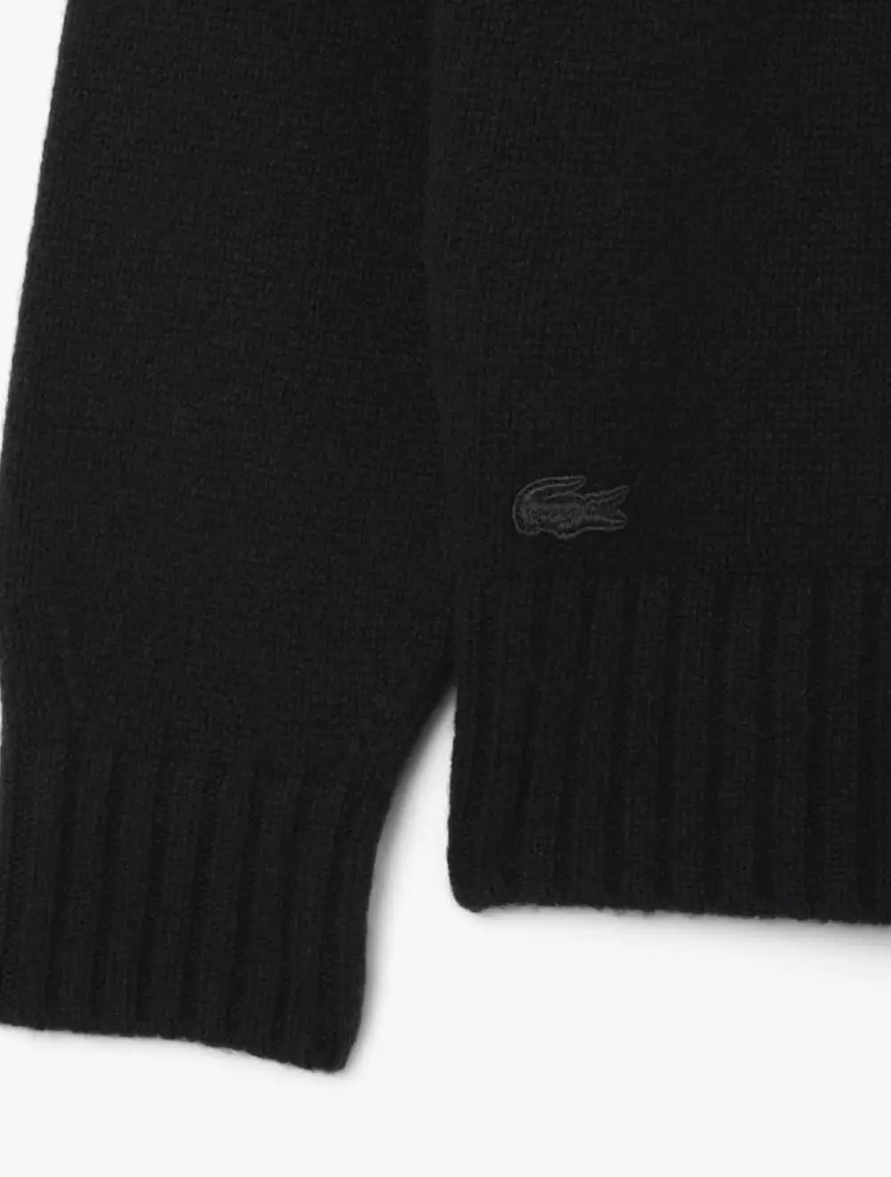 Intarsia Branded Carded Wool Sweater - Black