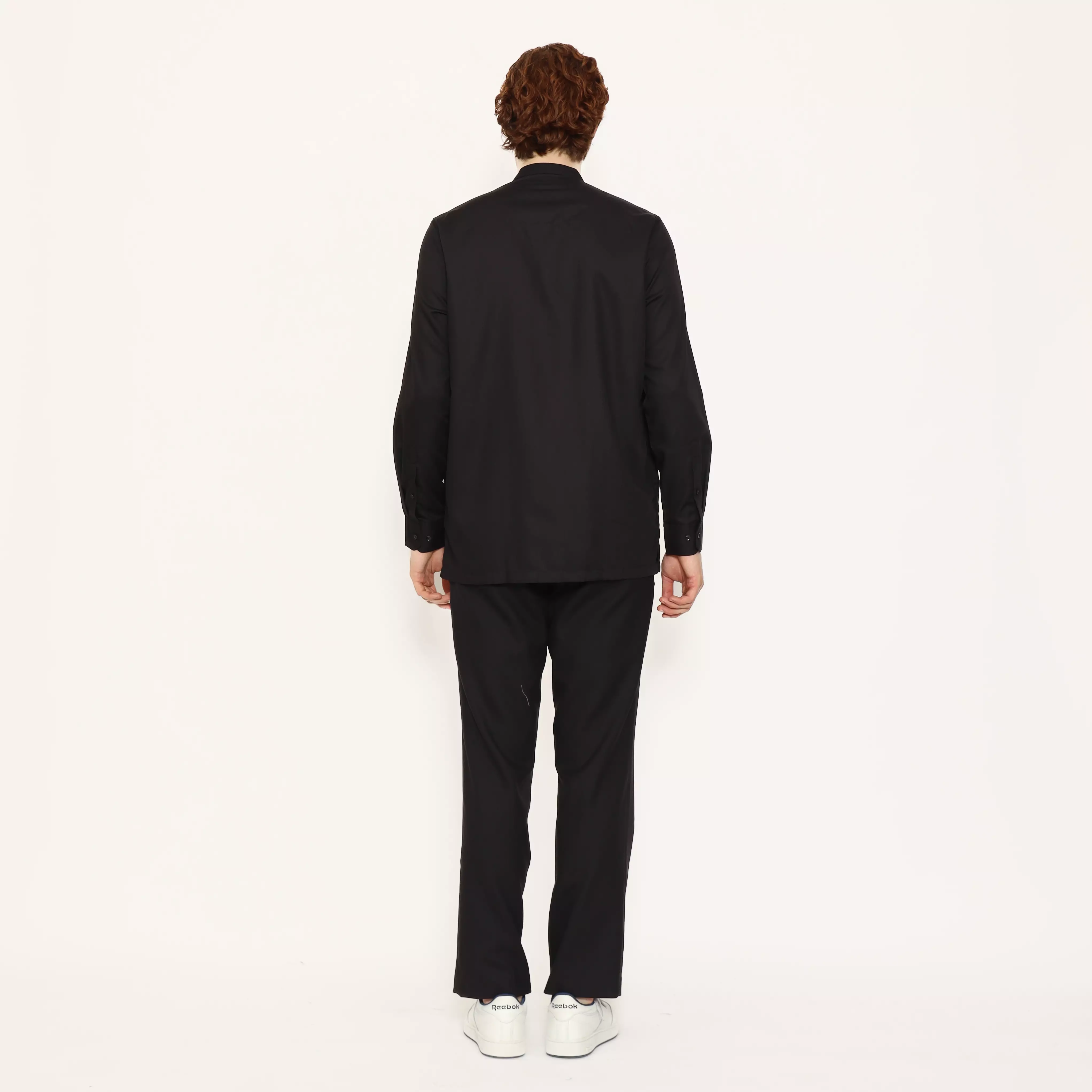 LAWELL BALLEY-L Baju Koko Pria Lengan Panjang Regular Fit Tekstur Halus Warna Black