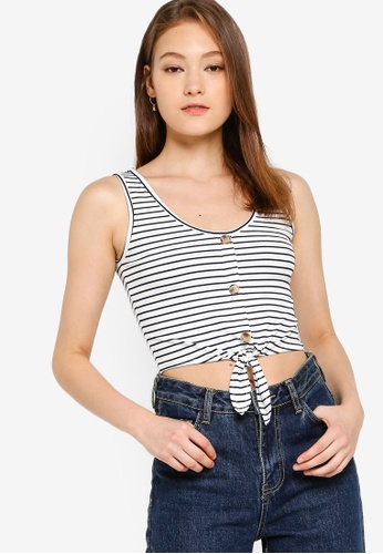 Buy Zalora Basics Basic Button Twist Tie Rib Tank Top Online Zalora Singapore