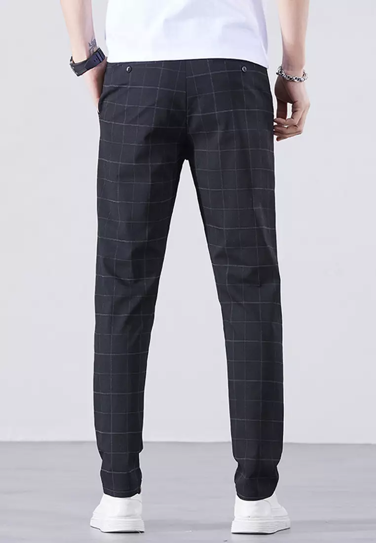 Checked Slim Fit Suit Pants