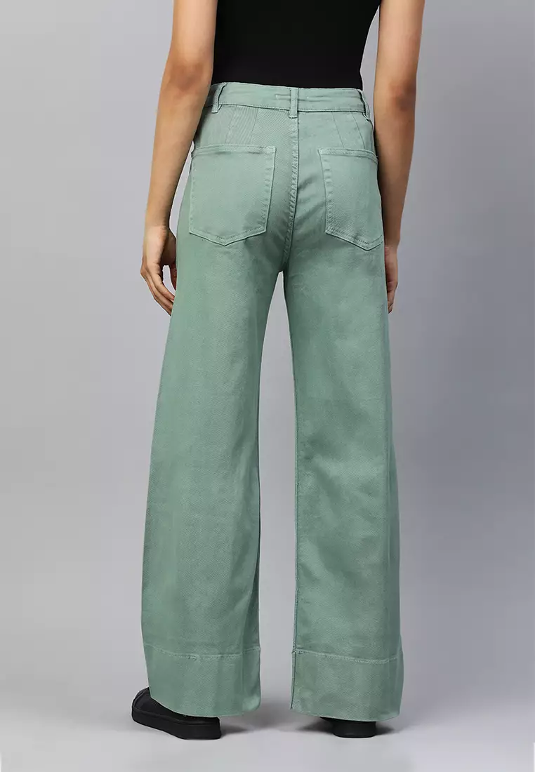 Green Flared Pants for Women