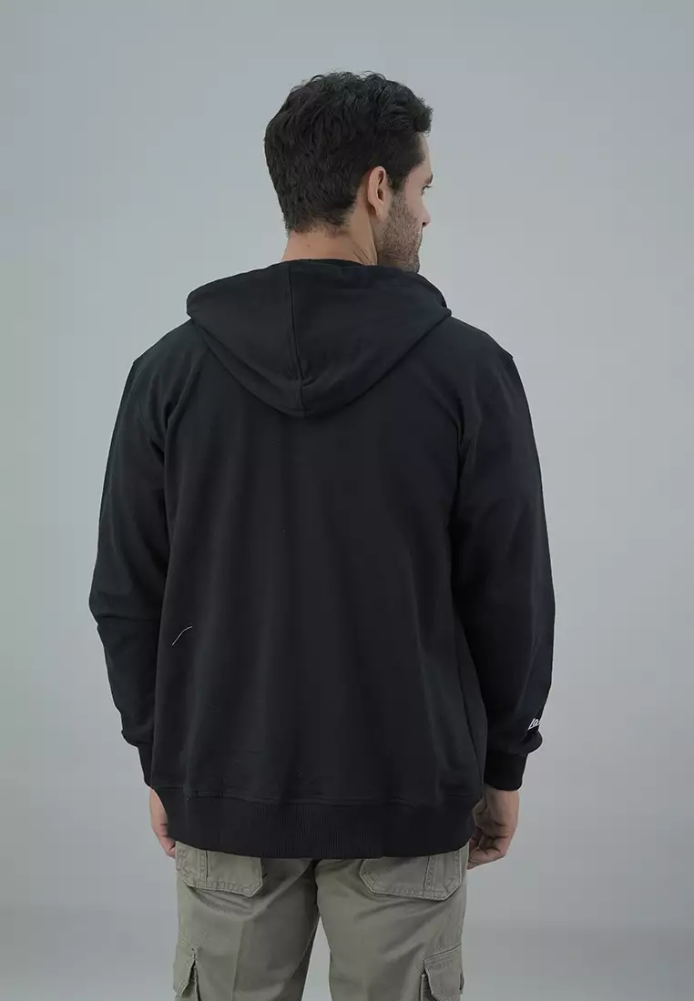LGS Street - Jaket Hoodie Resleting - Motif Polos Hitam - SH.10.H027.003.C