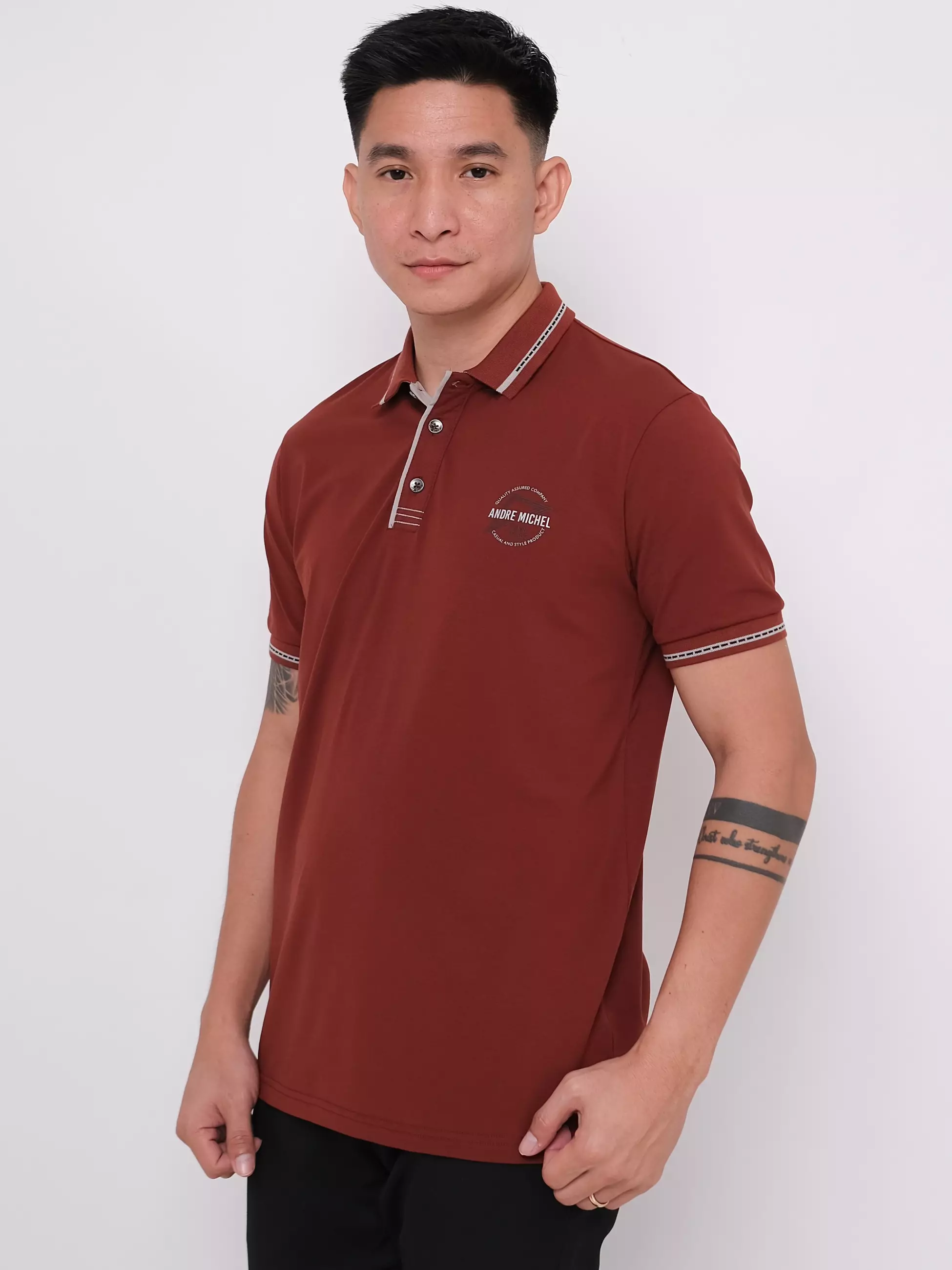 Polo Shirt Katun Spandex Lengan Pendek Sablon Maroon 3465