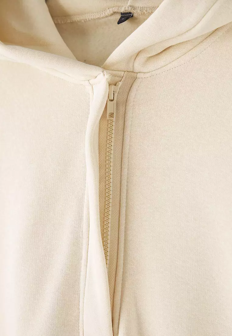 Fleece Lined Half Placket Hooded Sweatshirt