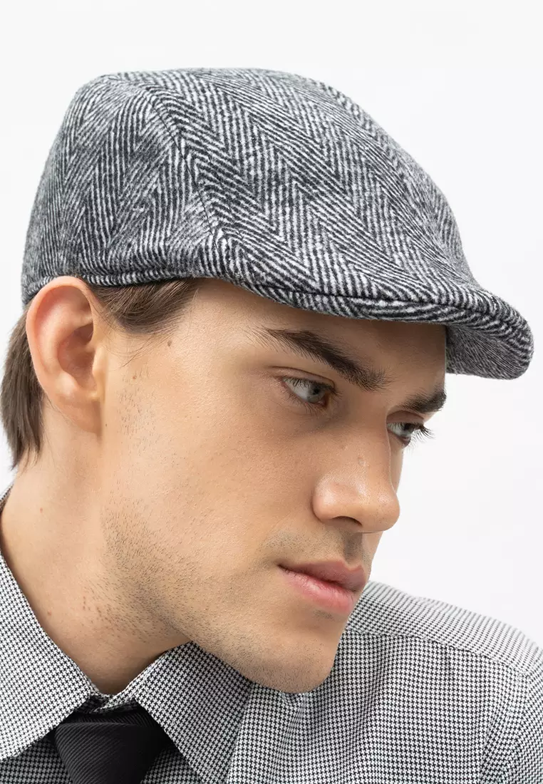 Topi Fedora Hat Painter Line Grey
