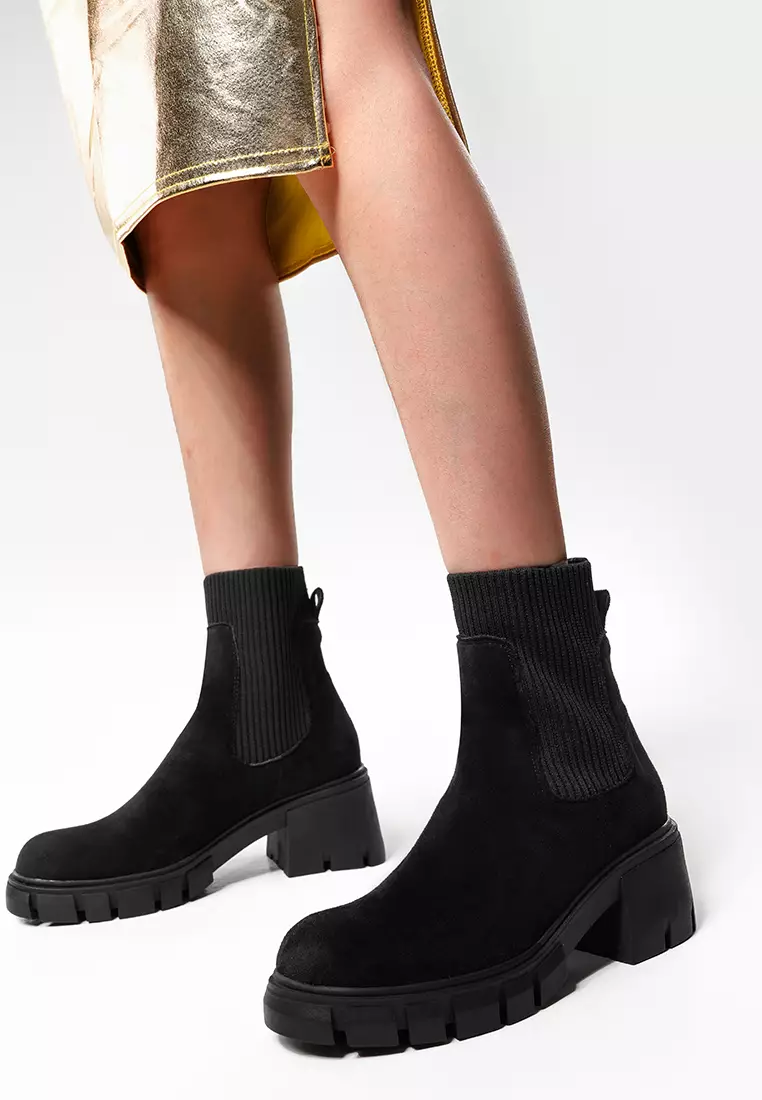 Knitted Stitched Suede Chelsea Boots WTY2030-12