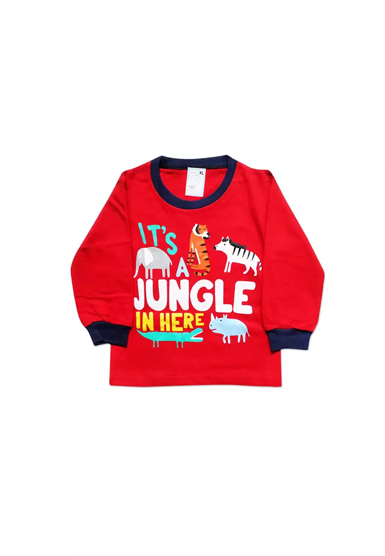 Skabe Pakaian Bayi Anak Laki Laki Baju Lengan 3/4 Motif Jungle Setelan Kaos Celana 3/4 Full Print All Size Warna Tua Untuk Usia 12 Bulan Hingga 18 Bulan 2981