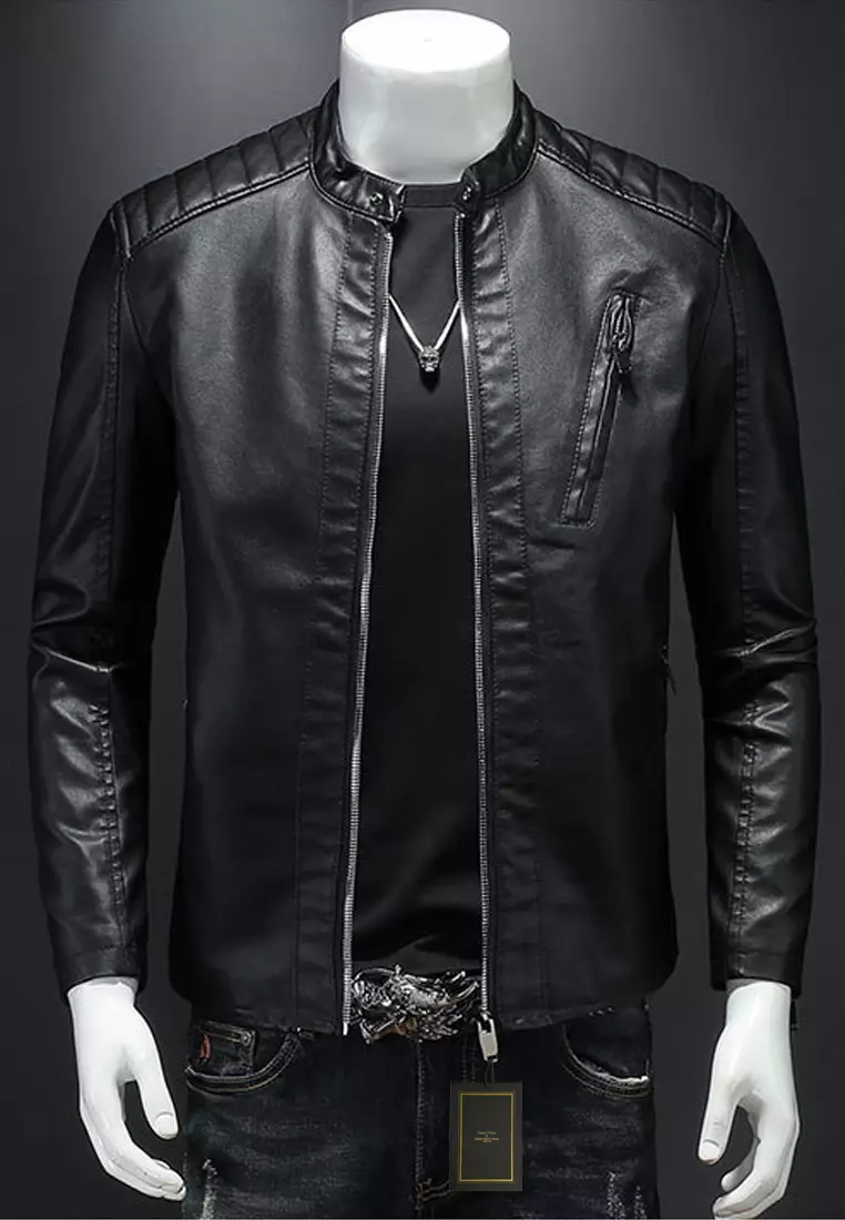 Slim Faux Leather Jacket MJ601