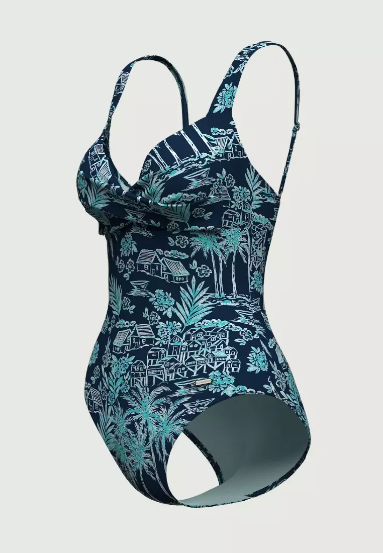 Tropadelic Days Jade Cross Front Onepiece