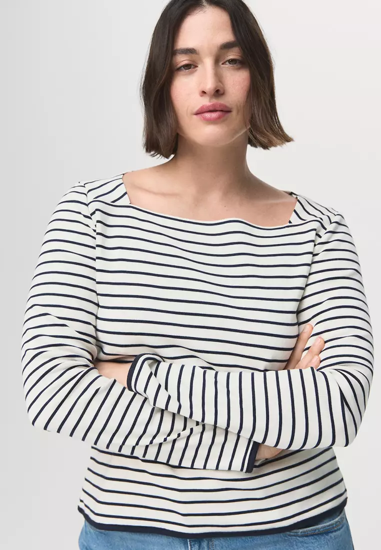 Cotton Boat Neck T-Shirt