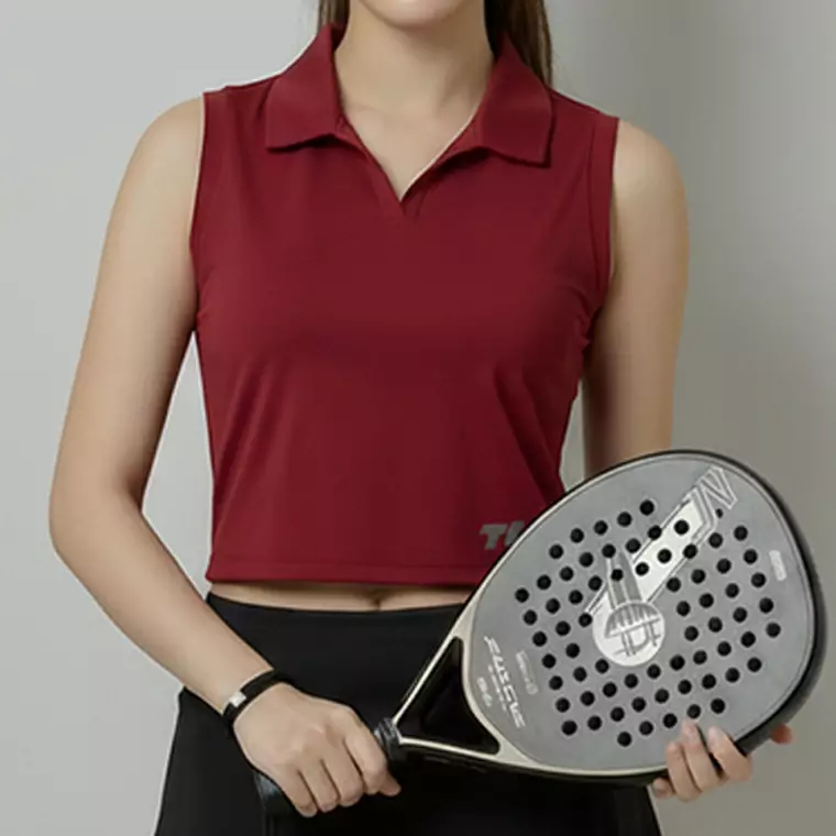 TDACTIVE Polo Crop Padel Wanita Sleeveless Imlek SinCia Merah Hitam LSF20