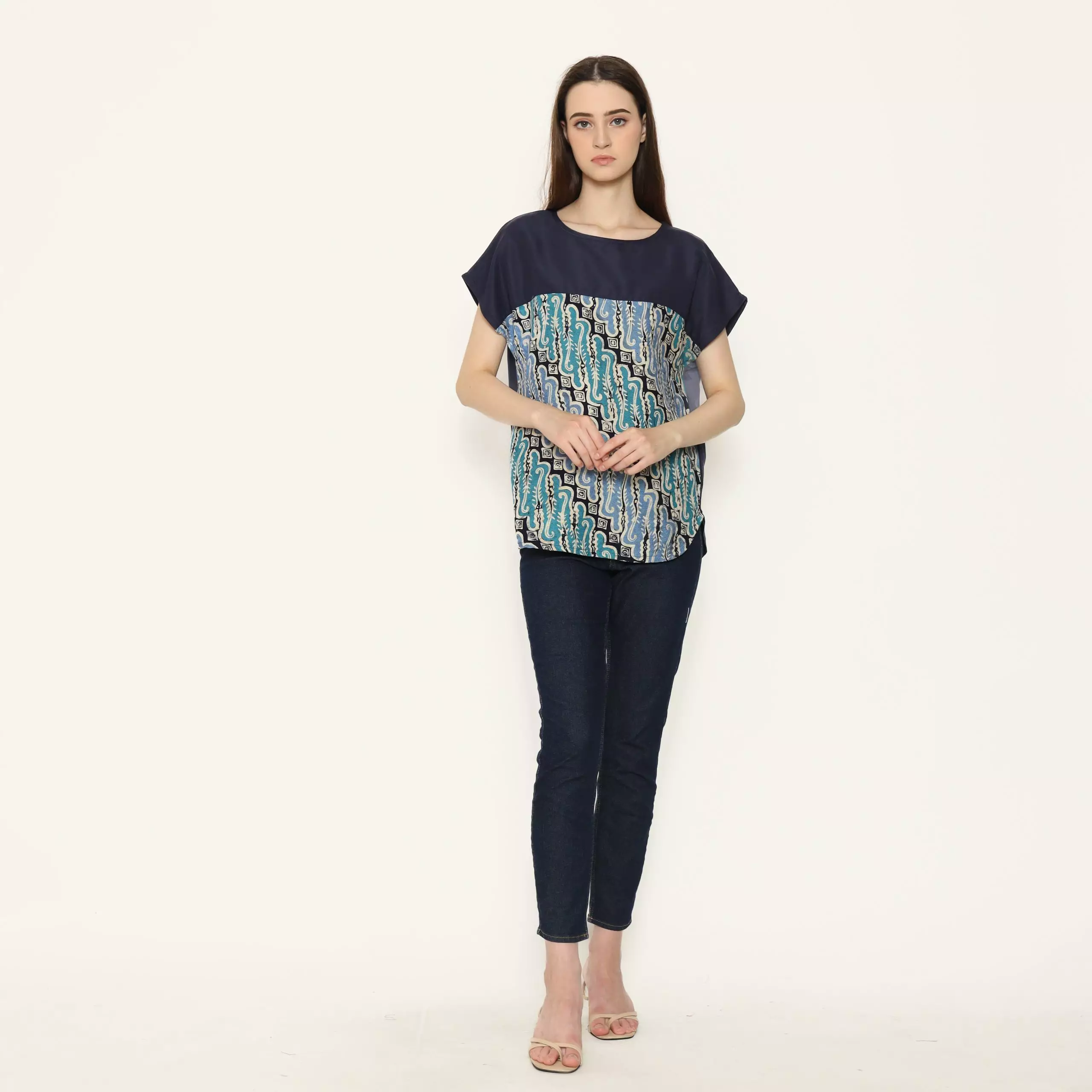 Blouse Batik Wanita - Bhatara Batik Forever - Atasan Batik Modern Lengan Pendek